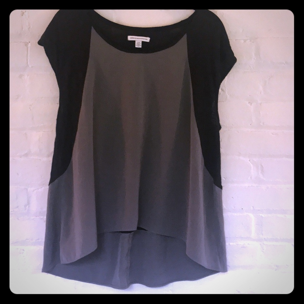 Grey and black short sleeve casual shirt